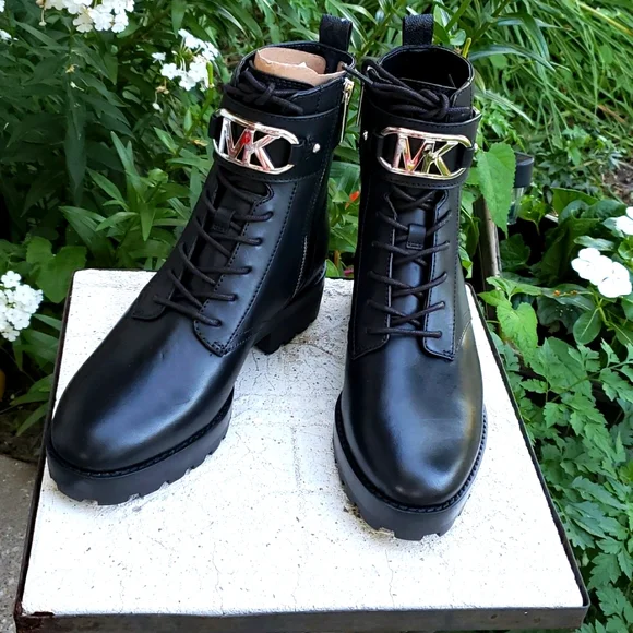 Combat Boots Michael Kors Kincaid Leather Ankle Boot Authentic